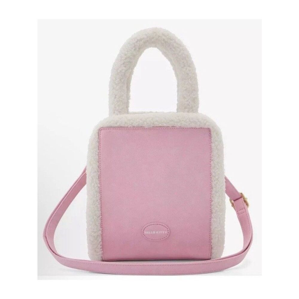 Her Universe Hello Kitty & Mimmy Cozy Bear Sherpa Bow Crossbody Bag Pink Purse - Picture 3 of 6